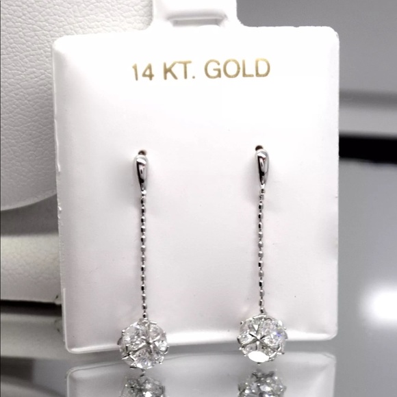 Jewelry - 3 Ct Lab Diamond Ball 14K Gold Dangle Earrings